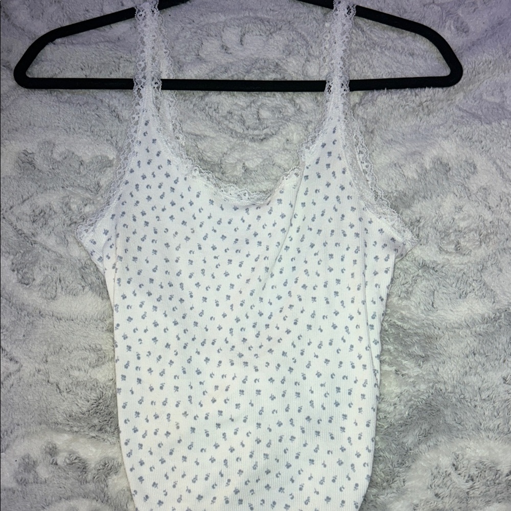 H&M White and Blue Patterned Camisole